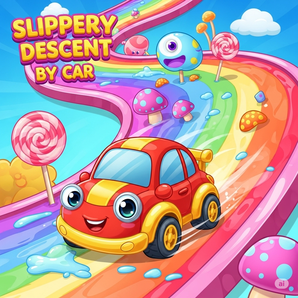 Slippery Descent By Car